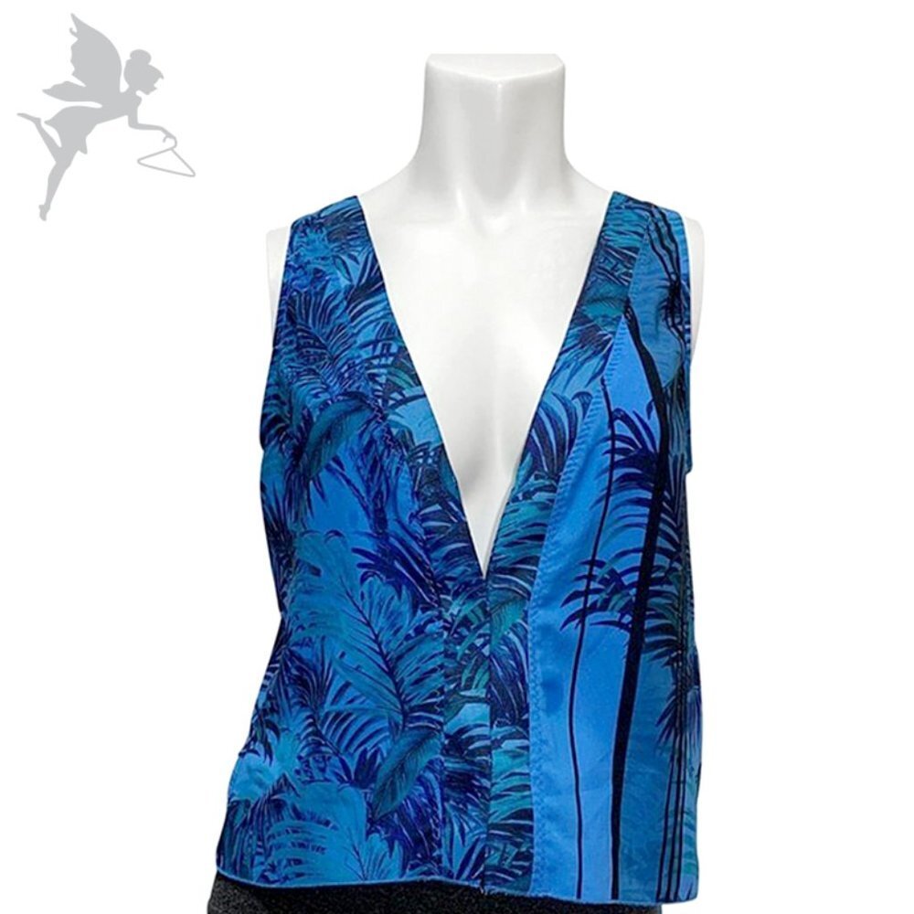 ZARA Plunge Neckline Palm Tree Print Vest Top